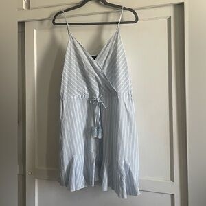 Aakaa Sky Blue and White Striped Dress With Adjustable Straps. Pre-Owned.